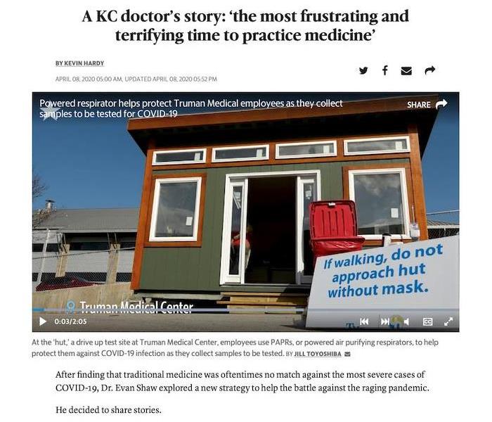 news story with a video paused to show a doctor's office